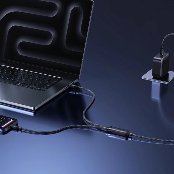 Produktbild Baseus Kabel Flash 4 140W 2w1 USB-C do USB-C + USB-C 1.5 m - czarny (1.50 m, 140 W)