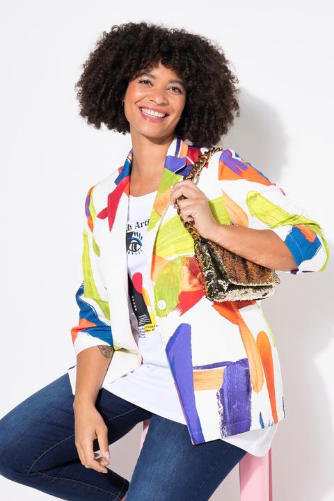 Image du produit Angel of Style Blazer, Alloverdruck, gekräuselte 3/4-Ärmel (42)