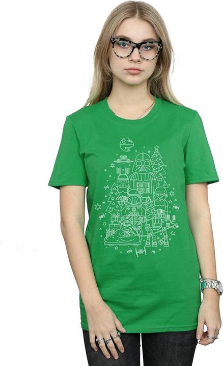 Actual product image Star Wars Womens/Ladies Empire Christmas Cotton Boyfriend T-Shirt (S)
