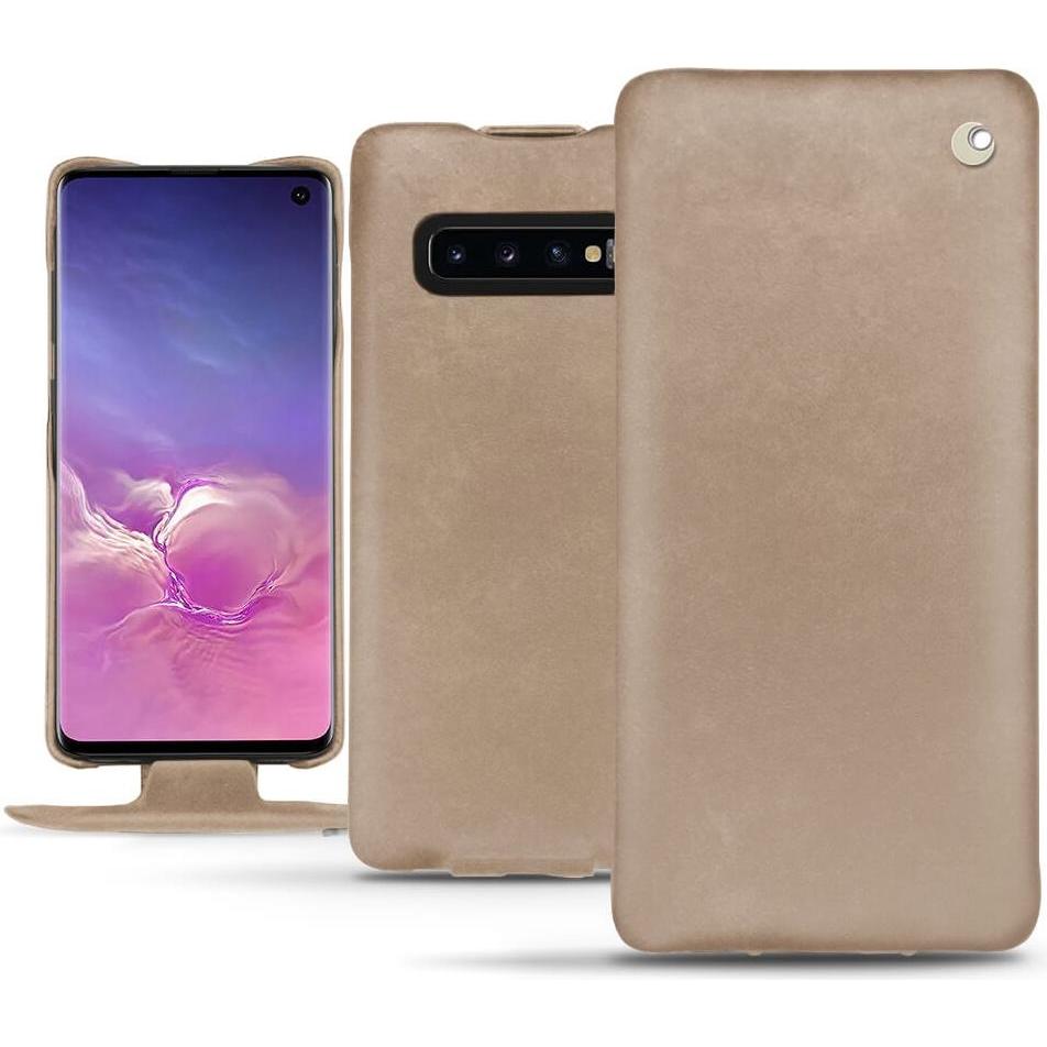 Noreve Lederschutzhülle vertikal (Samsung Galaxy S10), Smartphone Hülle, Beige