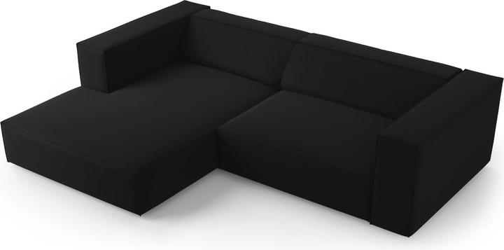 Actual product image Cosmopolitan Design Velvet Left Corner Sofa, "Arendal", 3 Seats, Black, 224x166x70 Made in Europe (Corner sofa)