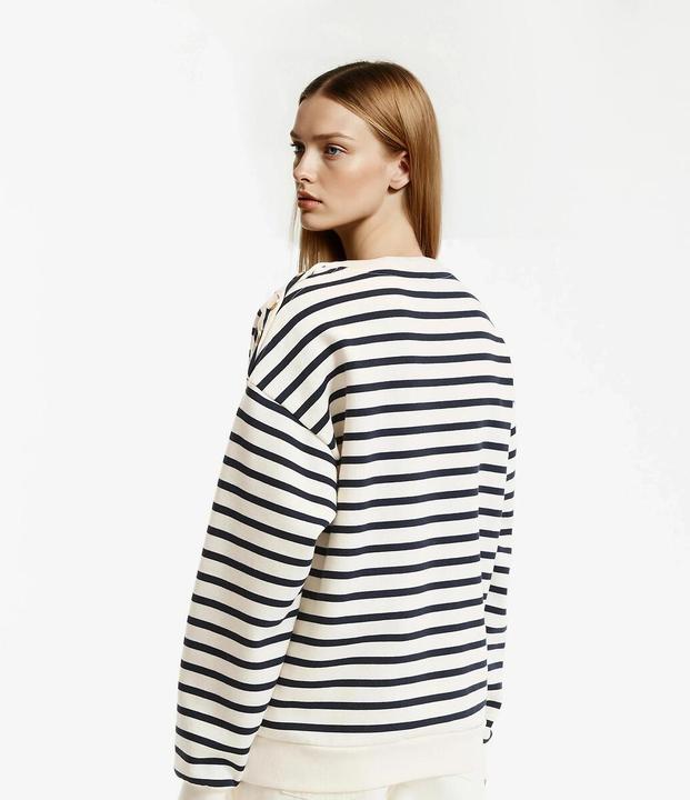 Produktbild La Redoute Collections Gestreiftes Sweatshirt mit geknöpfter Schulter (XL)