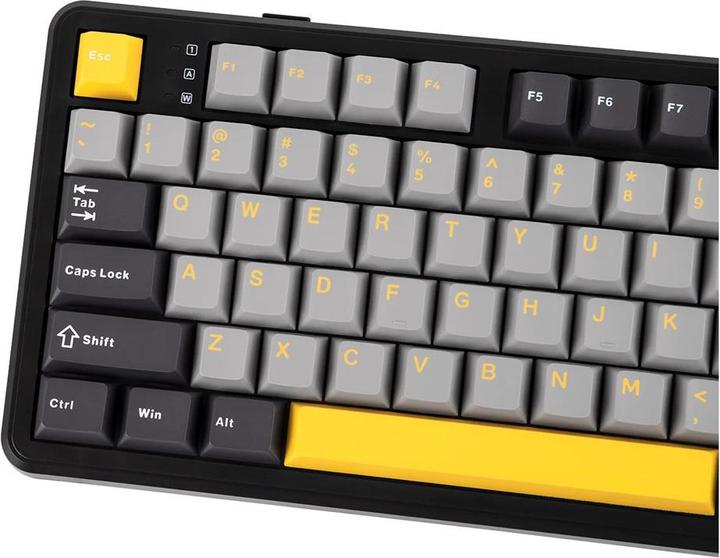 Produktbild Aula Tastatur mit Gasket-Tastenanschlag F108 Grau+Orange+Dunkelgrau Volcano-Schalter RGB (DE, Kabelgebunden, Kabellos)