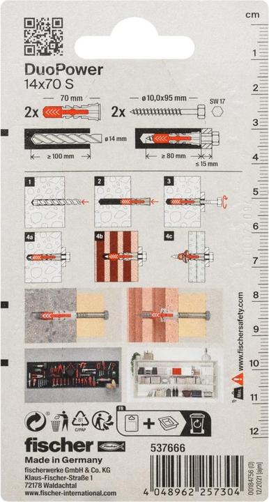 Actual product image Fischer SB Nylon plug Duopower with screw (2 pcs.)