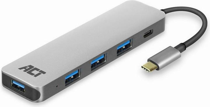 Produktbild ACT USB-C Hub with 4x USB-A, USB-C PD Pass-Through 60W USB-C (USB-C, 5 Ports)