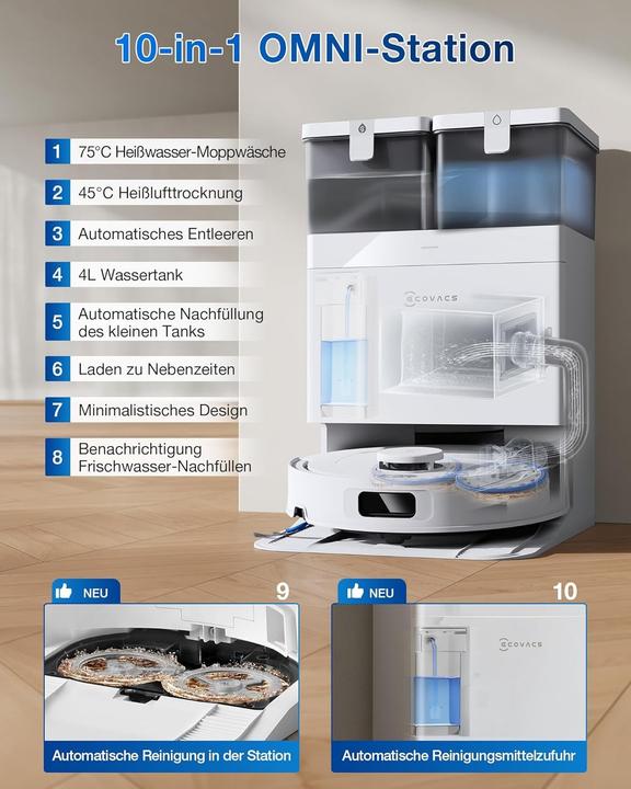 Produktbild Ecovacs Robotstvsuger Deebot T30C - White (20000 Pa, Wischpads (rotierend))
