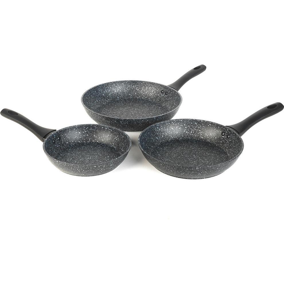 Salter BW11459BRMFOB Megastone Thermo Collar 3-Piece Frying Pan Set - 20/24/28cm, Padella + Pentola, Grigio