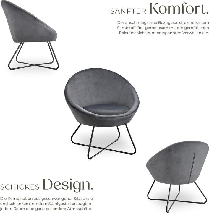 Immagine prodotto tectake poltrona cocktail Centera, imbottita, rotonda