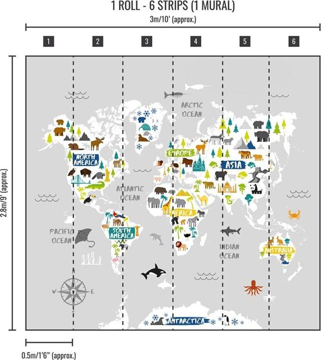 Actual product image Art for the Home PHOTOMURAL 119600 KIDS WORLD MAP (280 x 300 cm)