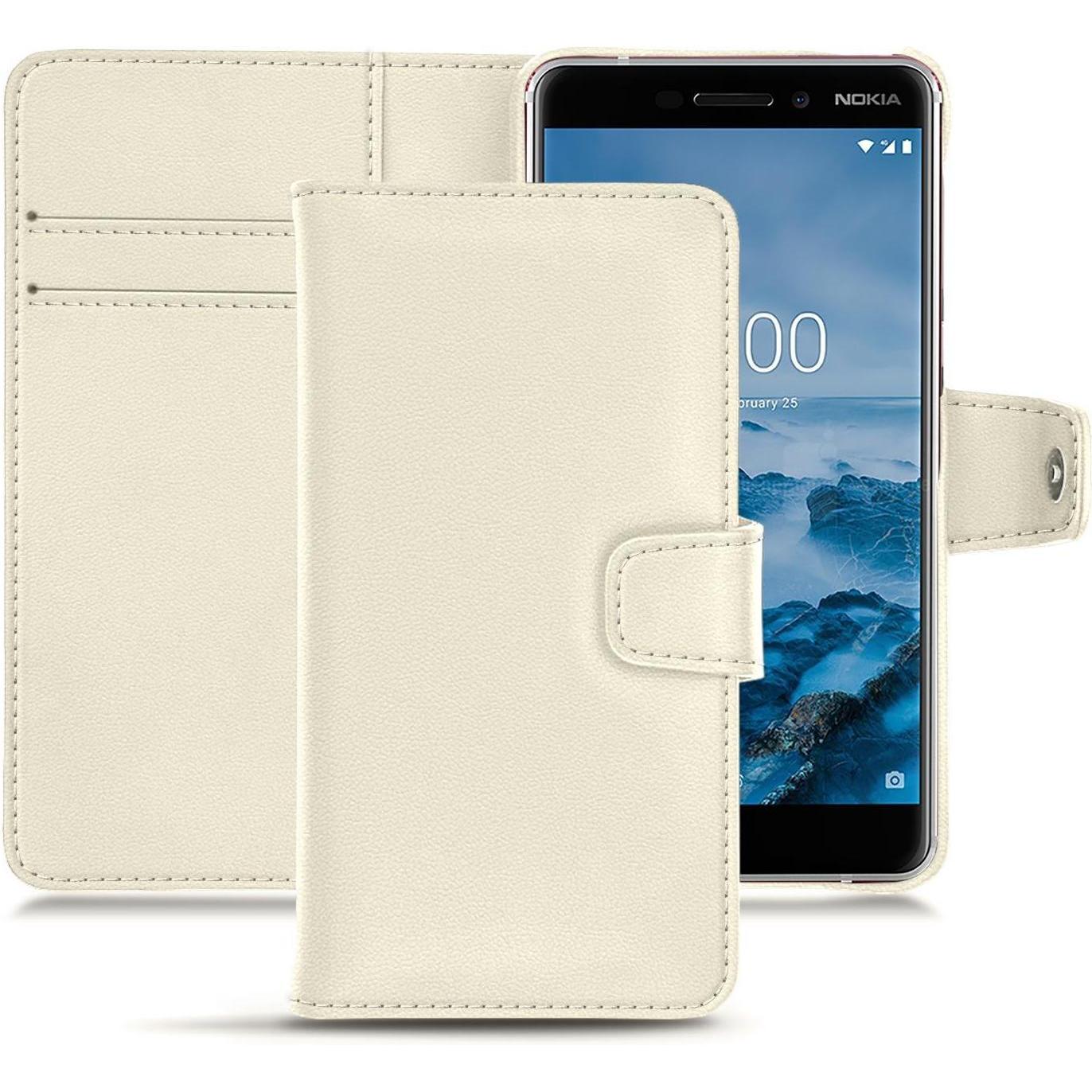 Noreve Lederschutzhülle Wallet (Nokia 6 (2018)), Smartphone Hülle, Weiss