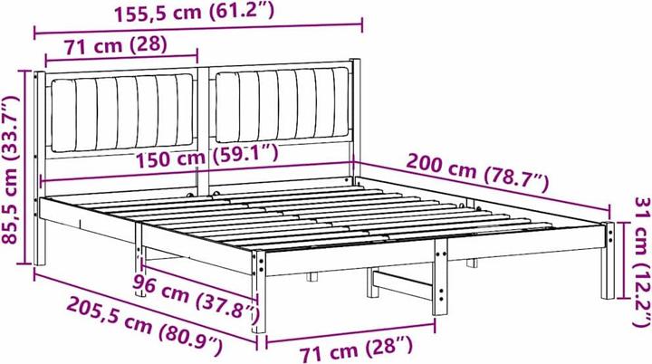 Image du produit vidaXL Holz-Bettgestell (150 x 200 cm)