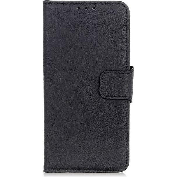 MU Classic Litchi Leder Bookcover Series (Motorola Moto G 5G), Smartphone Hülle, Schwarz