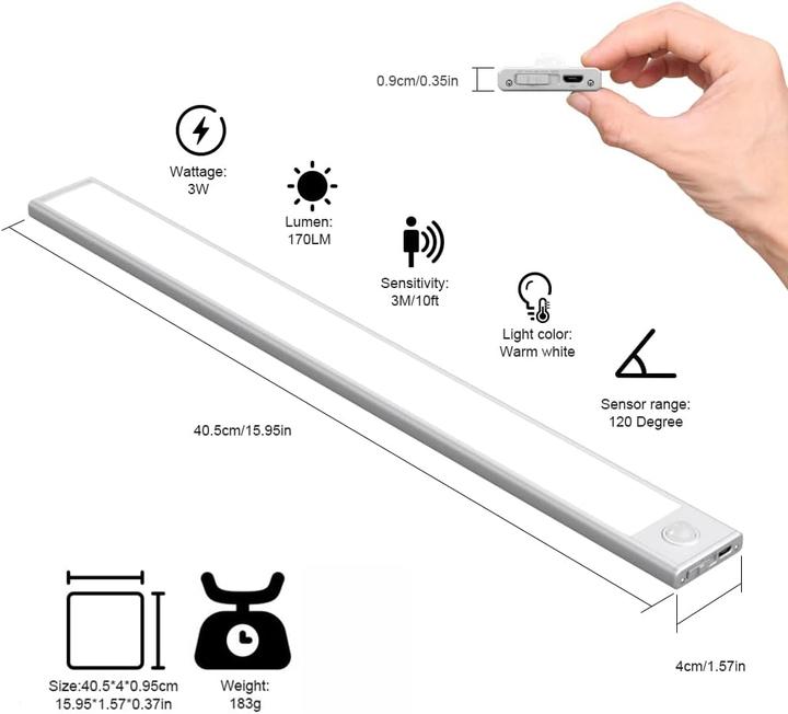 Produktbild Klighten 2er Set Schrankleuchten mit Bewegungsmelder (170 lm)