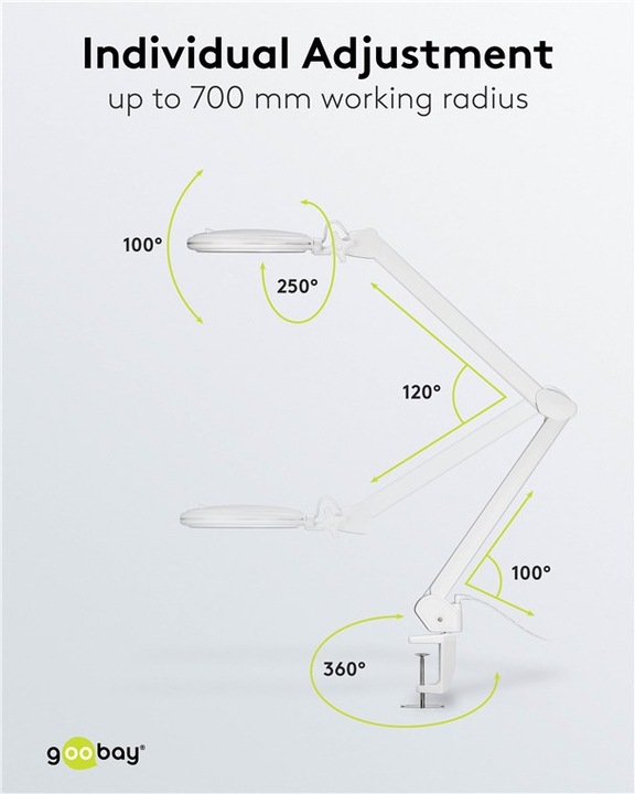 Actual product image Goobay LED clamp magnifier lamp, 10 W