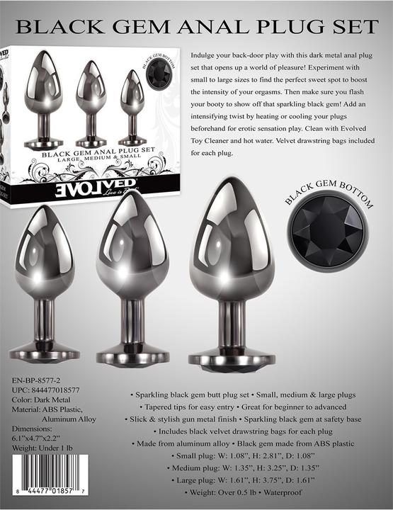 Actual product image Evolved Butt Plug "Black Metal" Set