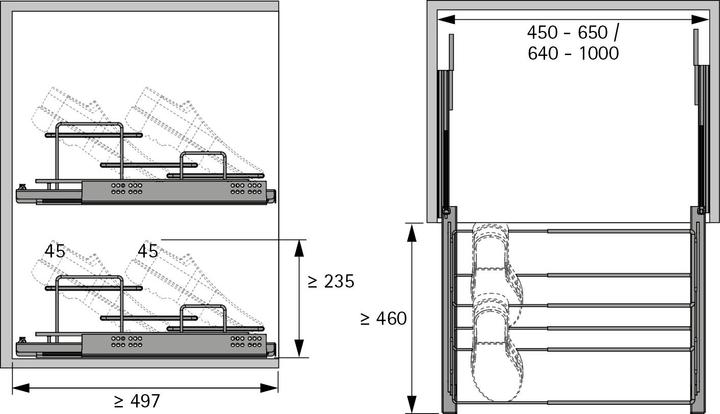 Produktbild Hettich Schuhauszug breitenverstellbar