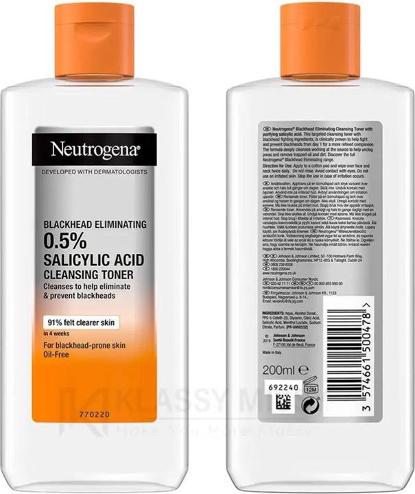 Actual product image Neutrogena Blackhead Eliminating Toner (Face toner, 200 ml)