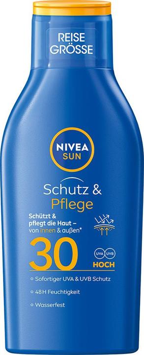 Immagine prodotto NIVEA Latte solare Sun Protect & Moisture Formato da viaggio SPF 30 (Latte solare, SPF 30, 100 ml, 118 g)