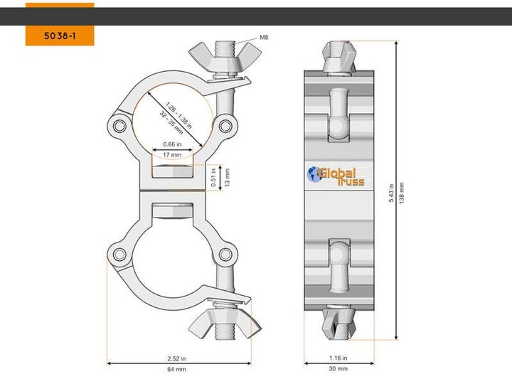 Actual product image Global Truss Swivel Coupler Small 32-35/30/75kg