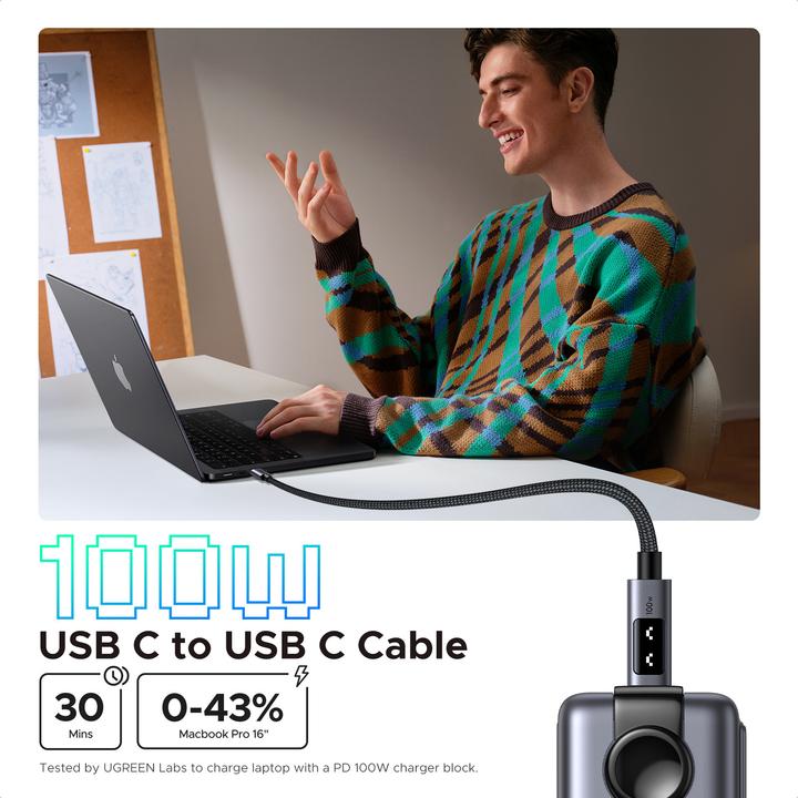 Actual product image Ugreen USB C — USB C (1 m, USB 2.0, 100 W)