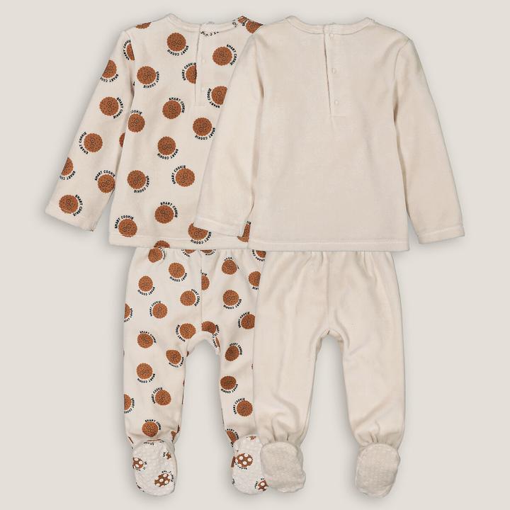 Produktbild La Redoute Collections 2er-Pack Samt-Pyjamas mit Cookie-Motiven (92, 98)