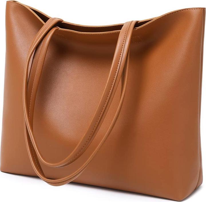 Produktbild Only-Bags.Store Henkeltaschen, einfache Handtaschen PU Leder Shopper Tasche für Arbeit, Schule, Einkaufen mit