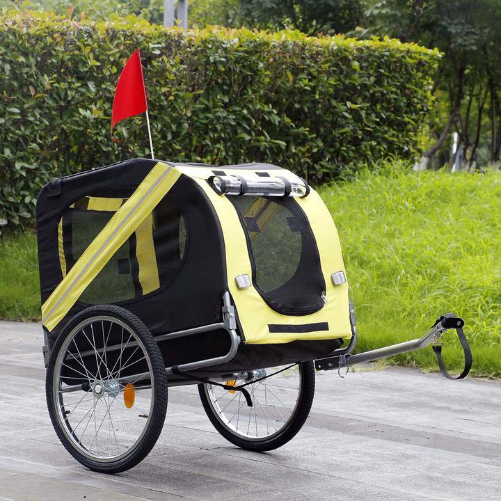 Produktbild Wiltec Hunde Fahrradanhänger Hundeanhänger Fahrrad Hundetransporter gelb-schwarz