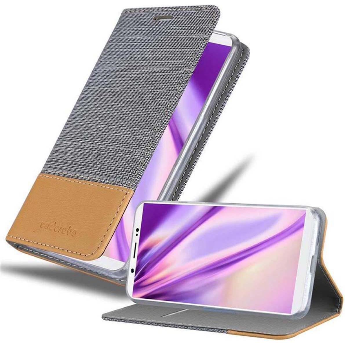 Cadorabo Jeans Optik (Vivo V7 Plus), Smartphone Hülle, Grau, Braun