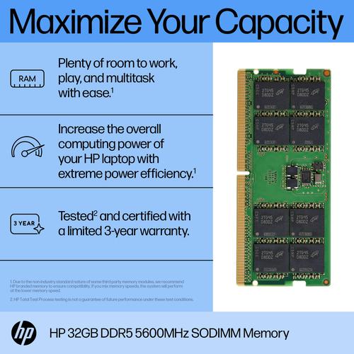 Actual product image HP 32GB DDR5 5600 SODIMM Memory (1 x 32GB, 5600 MHz, DDR5 RAM, SO-DIMM)