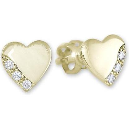 Brilio, Ohrringe, Gold earrings Hearts with crystals 239 001 01071
