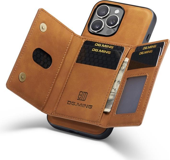 Produktbild Dg.Ming iPhone 15 Pro Max - Etui, Leder-Optik, Kartenfach & Magnetverschluss, Kamelbraun (Apple iPhone 15 Pro Max)