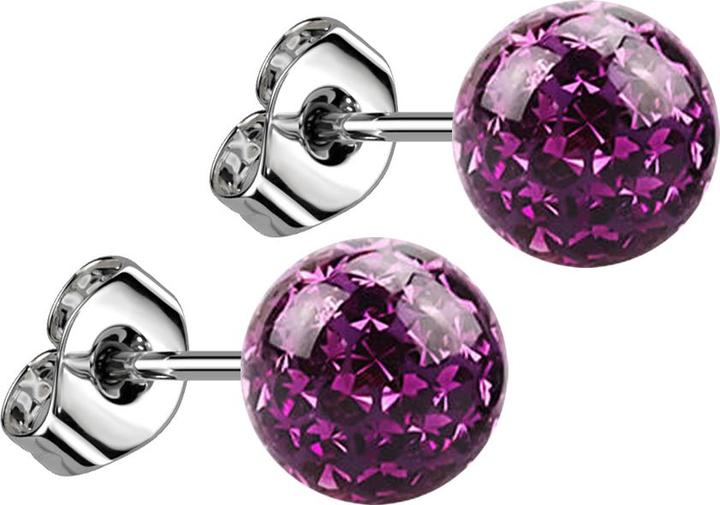 Immagine prodotto Star Piercing Orecchini a perno in argento con sfera di cristallo viola e strato protettivo epossidico (senza ottone, Acciaio chirurgico 316L)