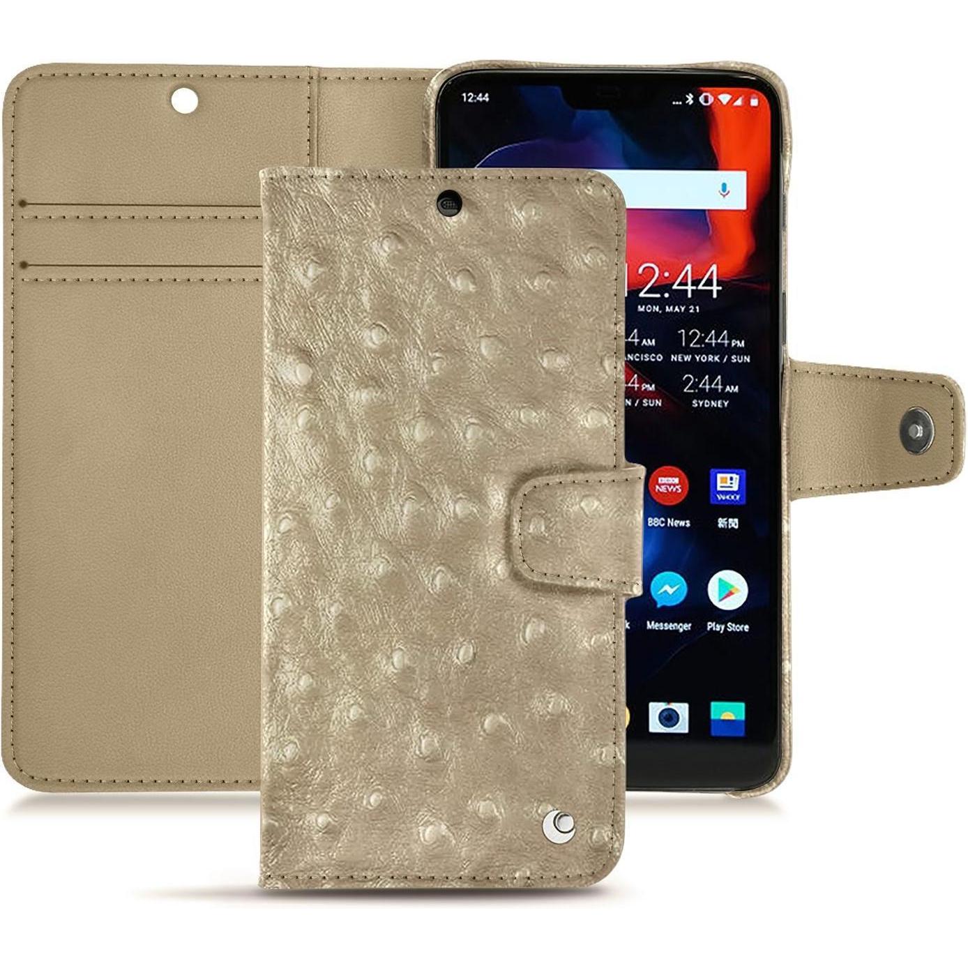 Thumbnail - Noreve Lederschutzhülle Wallet (OnePlus 6), Smartphone Hülle, Beige