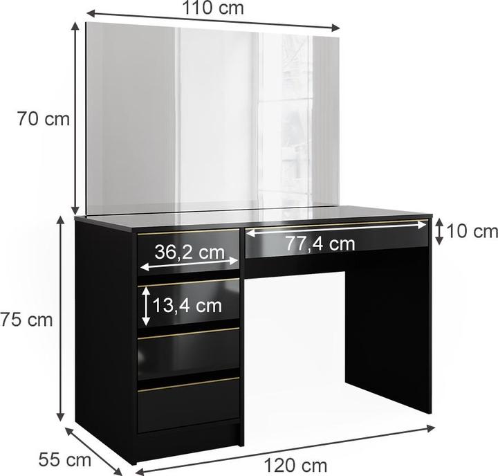 Produktbild Vicco Sherry mit Spiegel (120 x 75 x 55 cm)