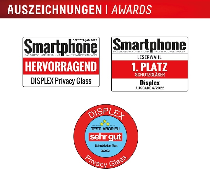Nährwerte und Zutaten Displex Privacy Glass, Privacy Full Cover Panzerglas (1 Stück, Apple iPhone 16 Pro Max)