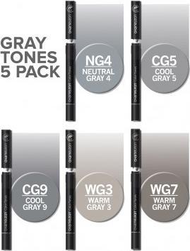 Produktbild Chameleon Aquarellfarbstifte Brushpens Grautöne, 5 Stück (5x)