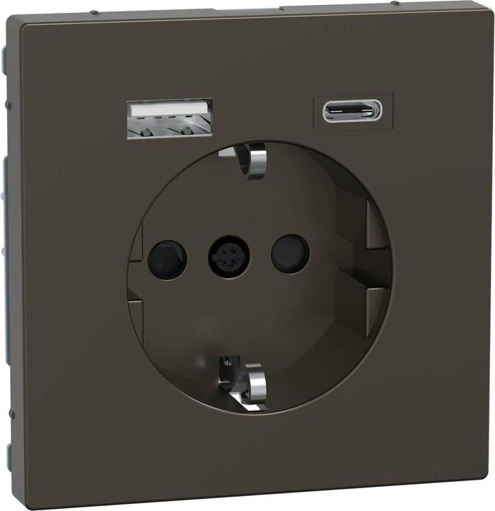 Produktbild Merten MEG2367-6052 USB A+C 3A Mocca Metallic System Design Steckdose SCHUKO