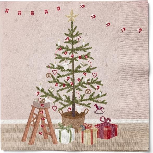 Det Gamle Apotek Party Deco Serwetki h 33cm, l 33cm, 20/pkk/confezione, różowy, święta bożonarodzeniowe