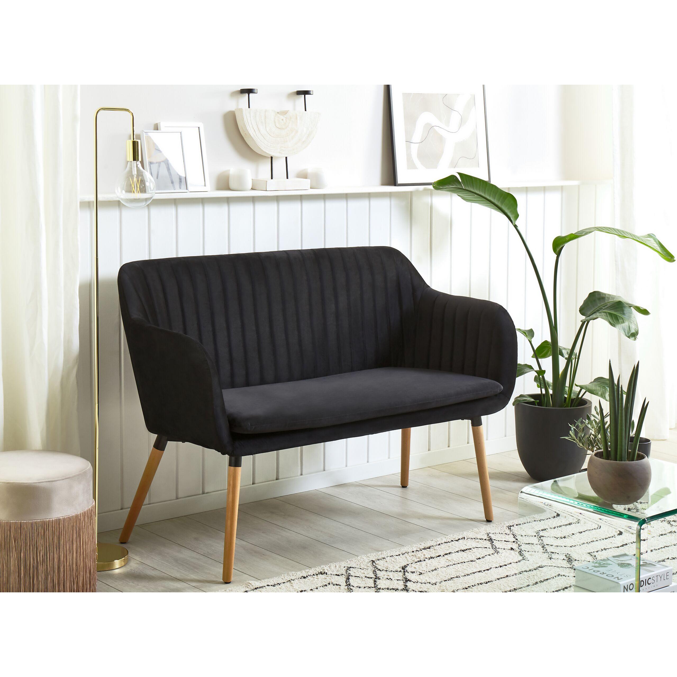 Thumbnail - Beliani, Sofa, 2-Sitzer Sofa Samtstoff schwarz TABY (2-Sitzer)