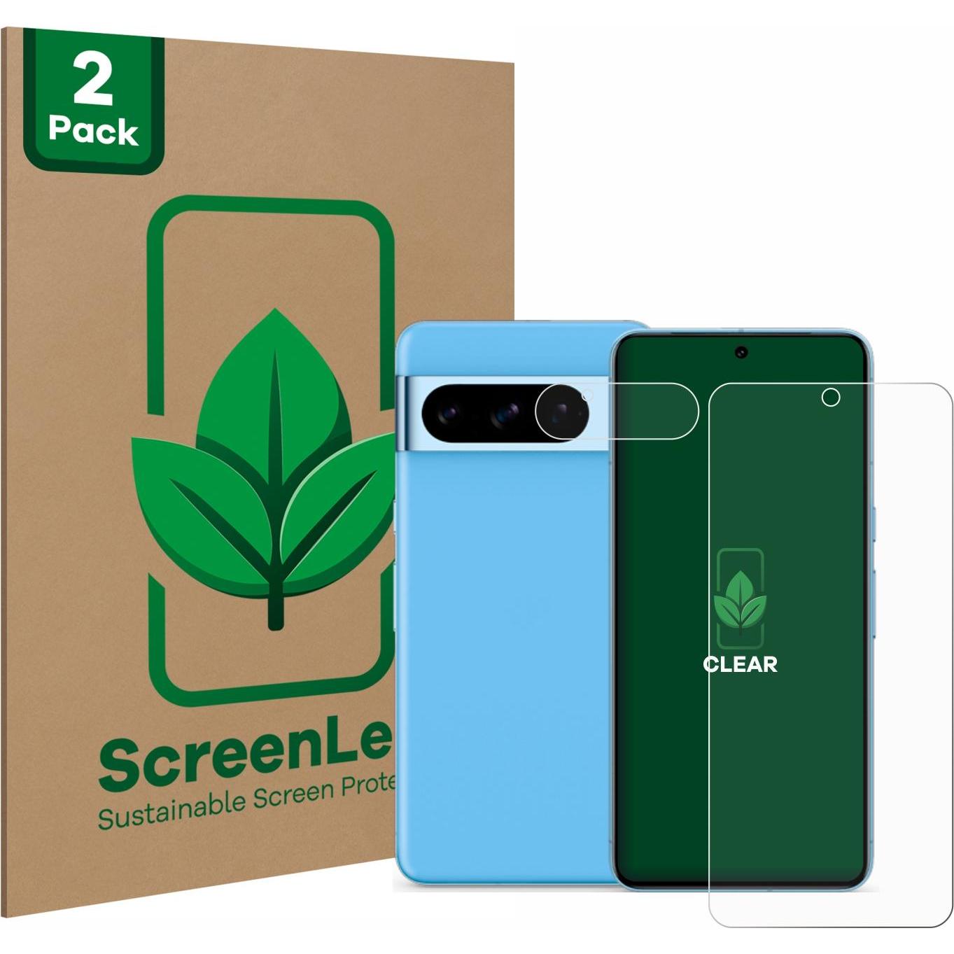 ScreenLeaf Schutzfolie nachhaltiger Displayschutz Displayschutzfolie Folie Klar Transparent (2 Stück, Google Pixel 8 Pro...