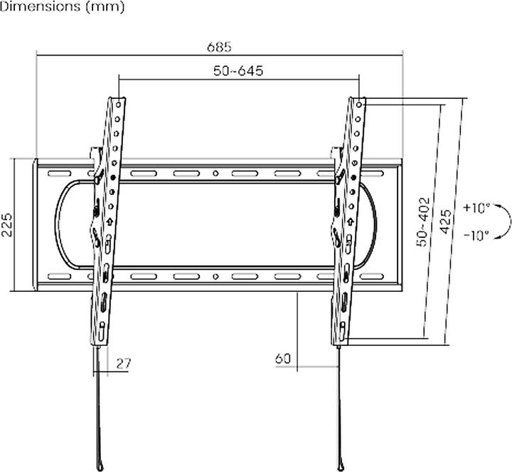 Produktbild Wiltec TV Halterung 37"–80" TV Wandhalterung 80kg Fernsehhalterung Stahl (Wand, 80", 80 kg)