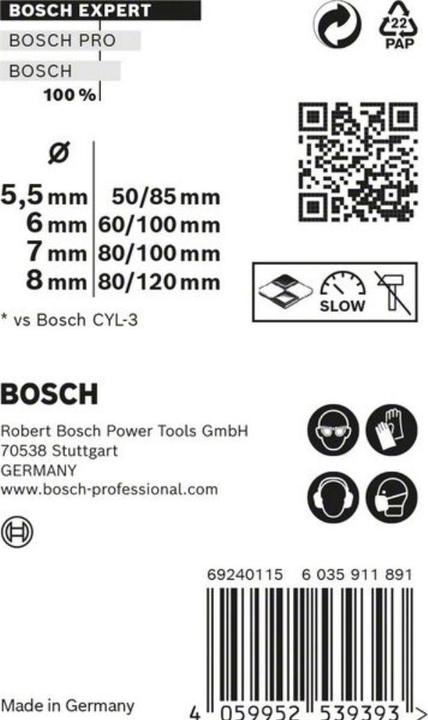 Actual product image Bosch Professional Zubehör EXPERT MultiConstruction CYL-9 drill bit set, 5.5/6/7/8 mm, 4 pcs. (5.5, 6.0, 7.0, Ø 8.0 mm)