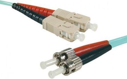 Actual product image Exertis Connect Fibre optic patch cable HD, 50/125 µm, OM3 fibre, 2x ST plug/SC duplex plug, aqua, 15.0 m UPC (U/FTP, CAT6, 15 m)