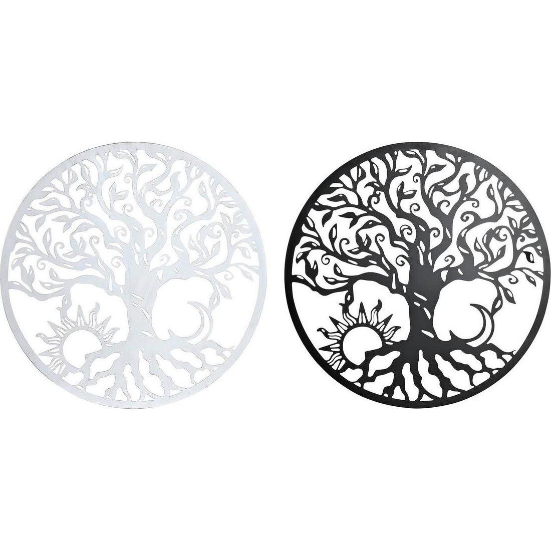 DKD Home Decor, Decorazione murale, Wall Decoration 100 x 1 x 100 cm Black White Indian Man (2 Units)