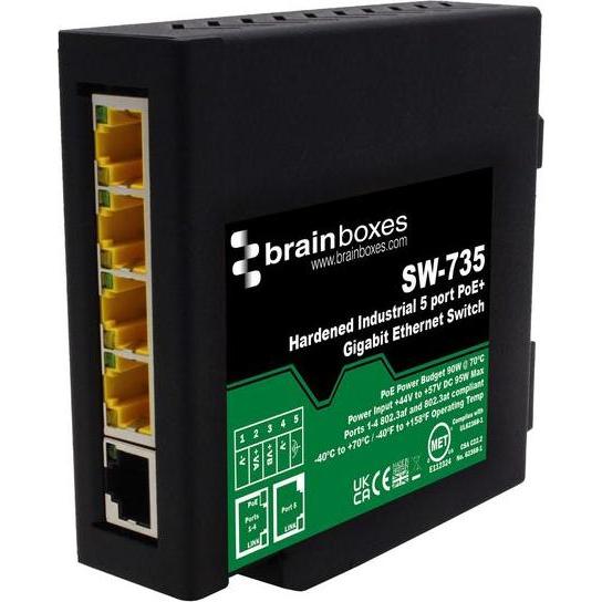 Brainboxes Industriale temprato a 5 porte (5 porte), Switch di rete
