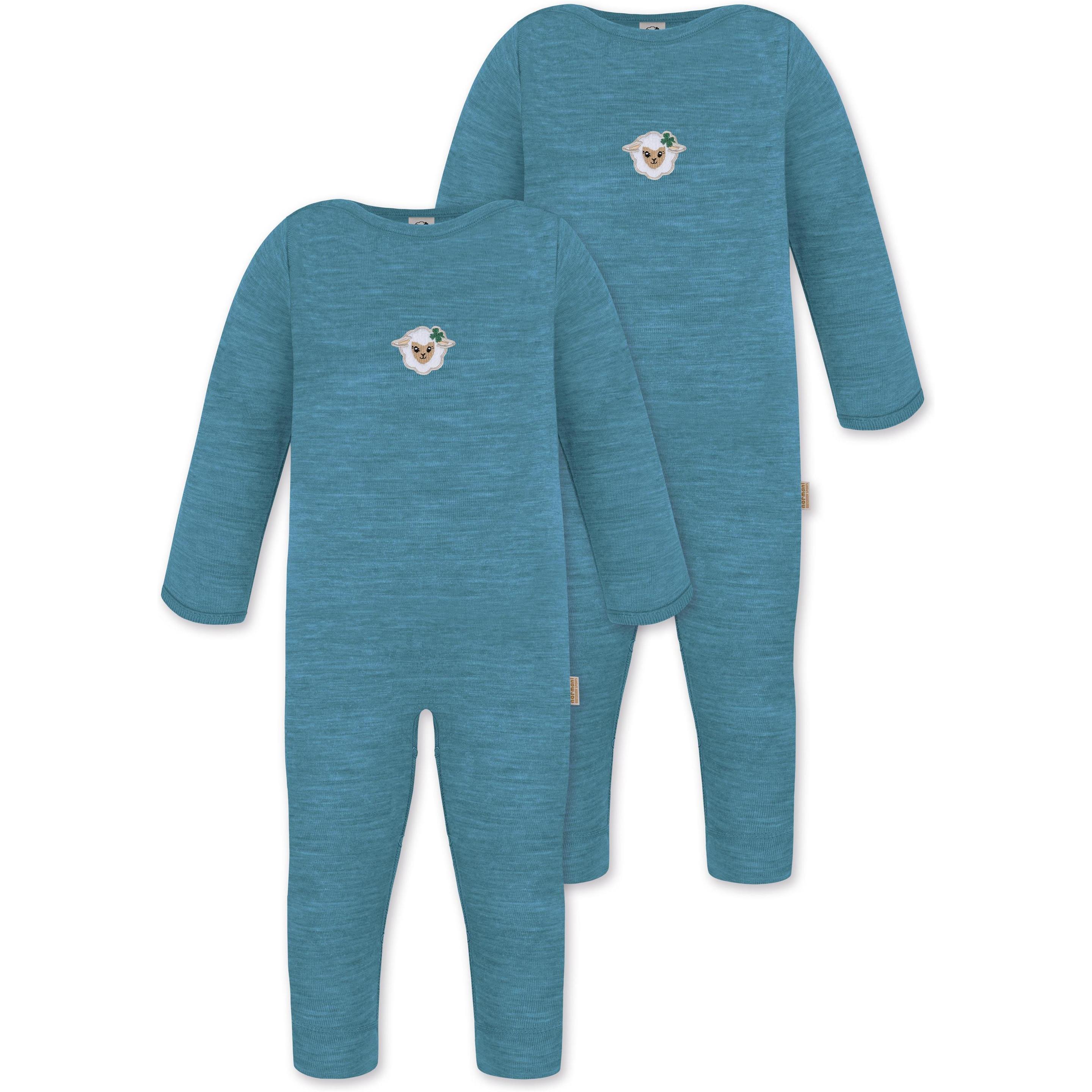 Thumbnail - Normani, Herren, Strampler, 2er Pack Baby Merino Strampler „Tangoio" - 9593, Blau, (68)