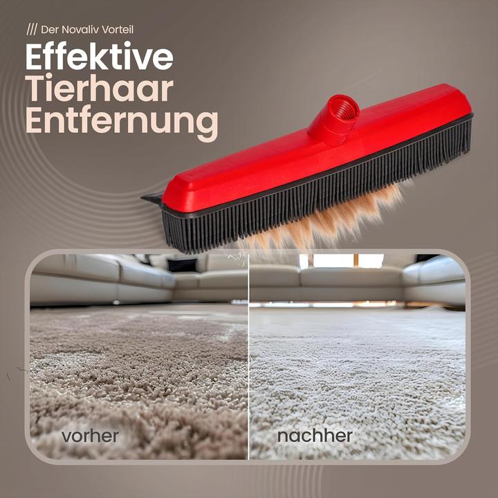 Produktbild Novaliv Gummibesen mit Stiel zum Stecken Auto & Abzieher Friseurbesen Gummi Noppenbesen Hundehaarent (1 Stk.)