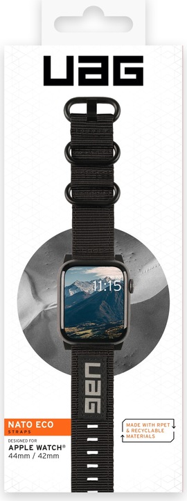 Actual product image UAG Nato Eco Strap Apple Watch 42/44mm black. (Apple Watch)