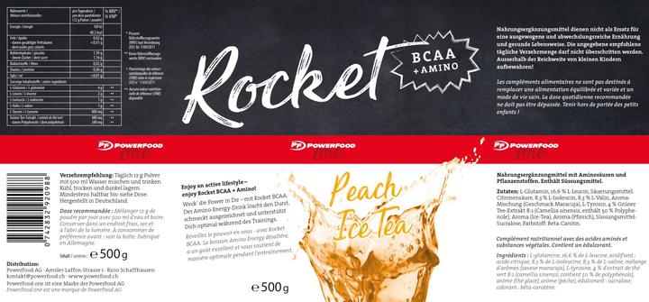 Nährwerte und Zutaten Powerfood One Rocket BCAA (Ice Tea Peach, 1 x)