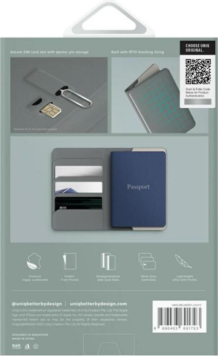 Produktbild Uniq Belmont RFID Blocking Passport Case - Green/Ivory